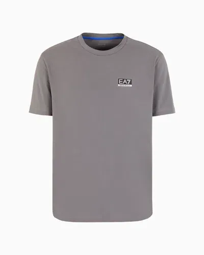 Ea7 Dynamic Athlete Crew-neck T-shirt In Natural Ventus7 Technical Fabric In Gray