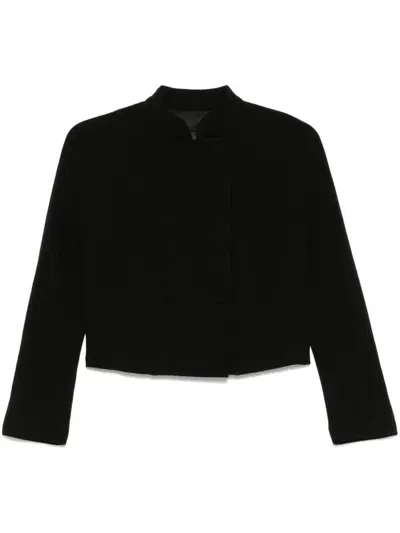 Ea7 Emporio Armani Crepe Short Jacket In Black