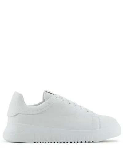 Ea7 Emporio Armani Logo Leather Sneakers In White