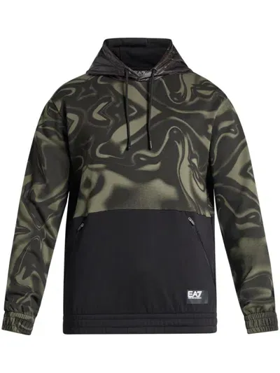 Ea7 Graphic-print Hoodie In Green