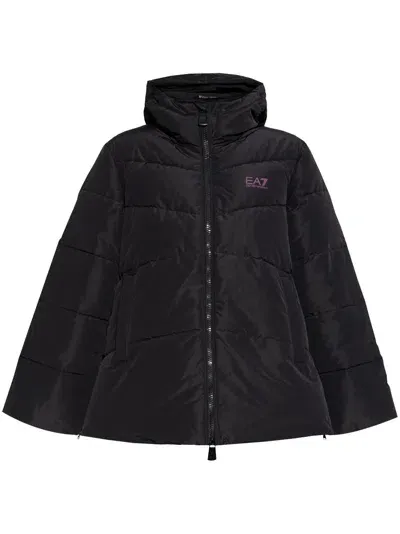 Ea7 Hooded Padded Jacket In Black