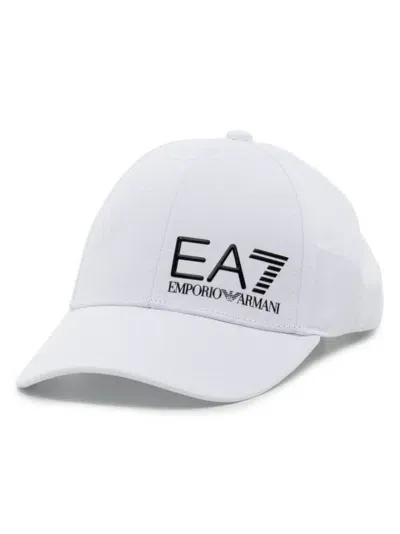 Ea7 Logo-embroidered Cotton Cap In White