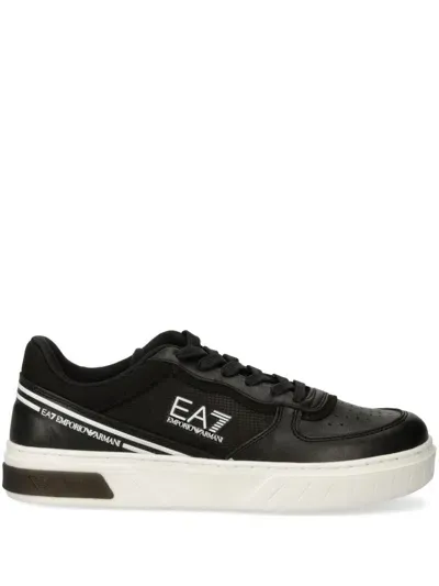 Ea7 Logo-patch Panelled Sneakers In Black