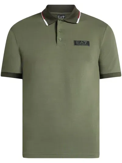 Ea7 Logo-patch Polo Shirt In Green