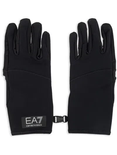 Ea7 Logo-print Gloves In Black