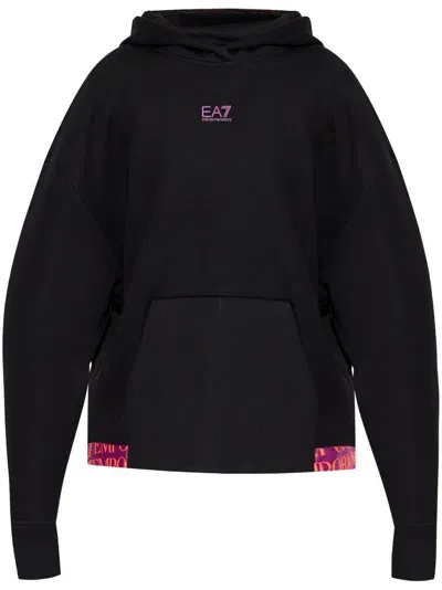 Ea7 Logo-print Hoodie In Black