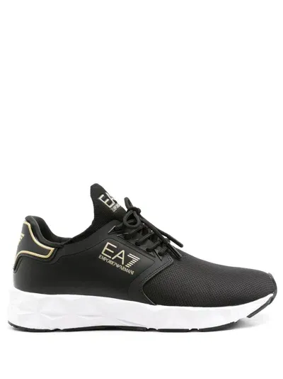 Ea7 Logo-print Mesh Sneakers In Black