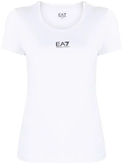 Ea7 Logo-print Short-sleeved T-shirt In Weiss