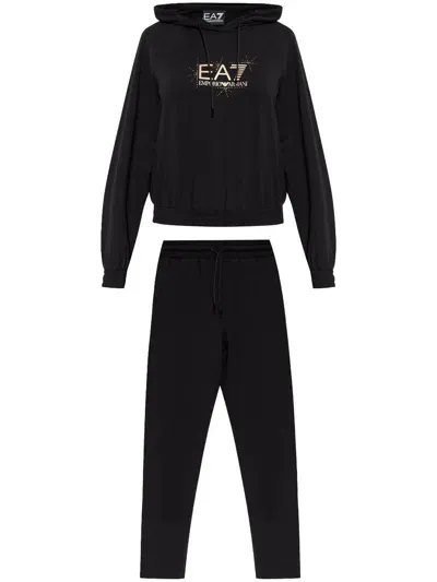 Ea7 Logo-print Tracksuit In Black