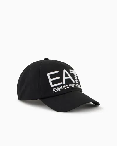 Ea7 Logo Series Cotton Baseball Cap In White