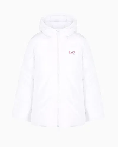 Ea7 Logo Series Recycled-fabric Padded Jacket In White