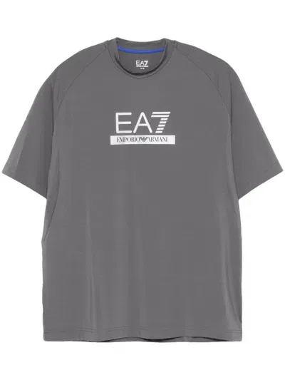 Ea7 Logo T-shirt In Gray