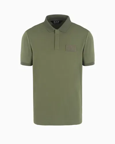 Ea7 Lux Identity Modal-blend Short-sleeved Polo Shirt In Green