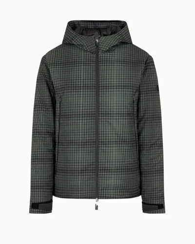 Ea7 Padded Jacket With Hood And Print In Green