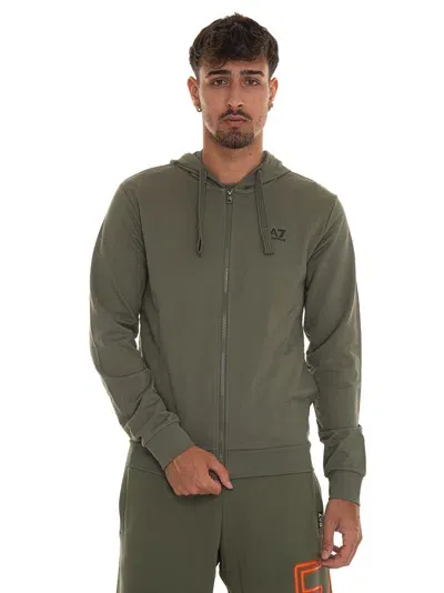 Ea7 Sweatshirt With Hood In Green