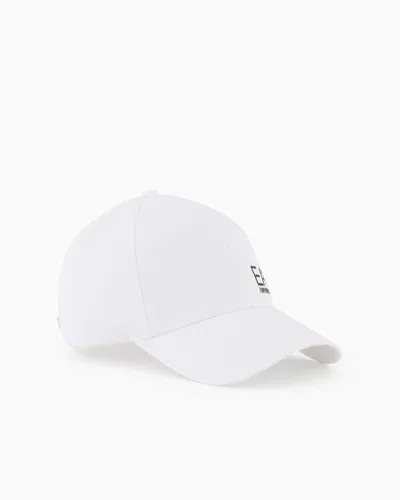 Ea7 Train Core Cotton Baseball Cap In White