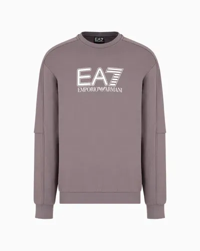 Ea7 Visibility Cotton-blend Crew-neck Sweatshirt In Gray