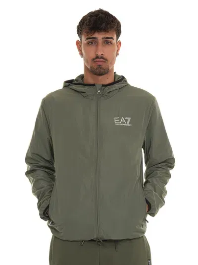 Ea7 Windbreaker Jacket In Green