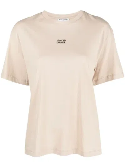 Each X Other Logo-print Crew-neck T-shirt In Neutrals