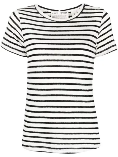 Each X Other Striped Short-sleeve T-shirt In White