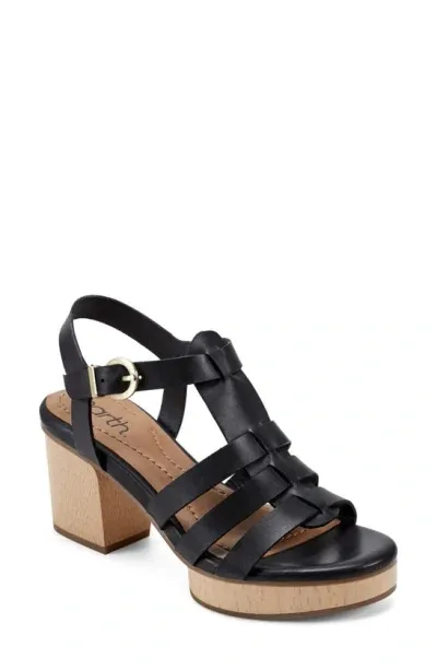 Earth Women's Adona Strappy Block Heel Dress Sandals In Black Leather