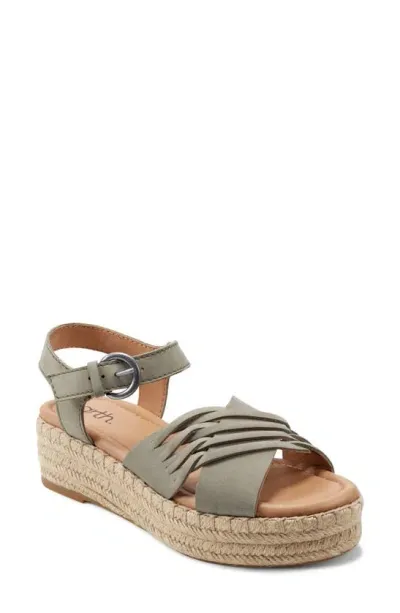 Earth Hilda Espadrille Platform Sandal In Dark Green