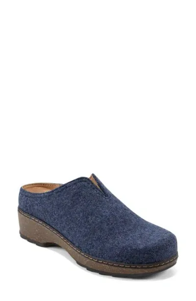 Earth Women's Kolia Casual Heeled Mules In Dark Blue- Textile