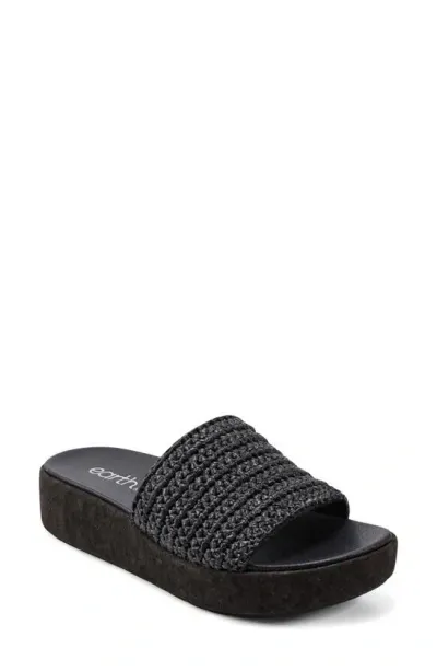 Earth Sachan Platform Slide Sandal In Black