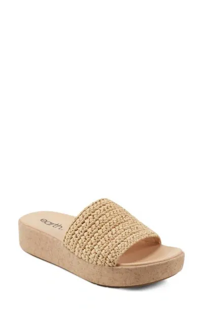 Earth Sachan Platform Slide Sandal In Light Natural