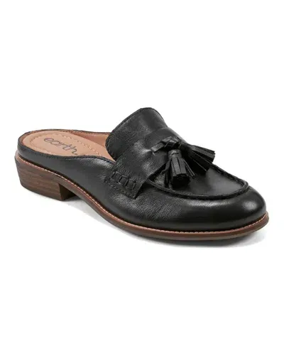 Earth Women's Everett Casual Slip-on Round Toe Loafers In Black Leather