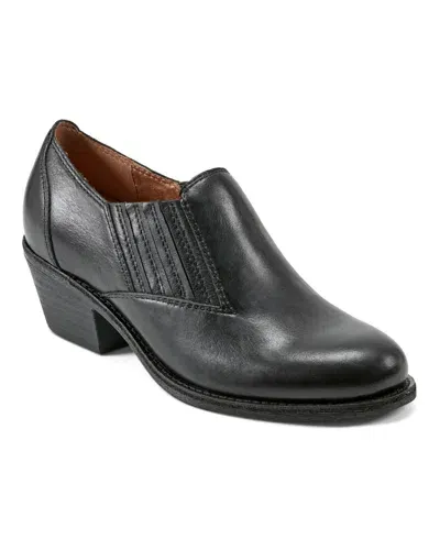 Earth Women's Jalin Block Heel Slip-on Casual Booties In Black Leather