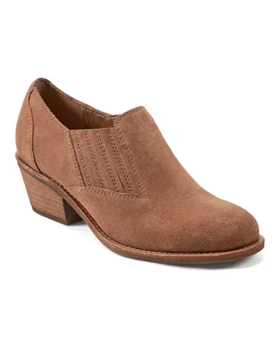 Earth Women's Jalin Block Heel Slip-on Casual Booties In Cognac Suede