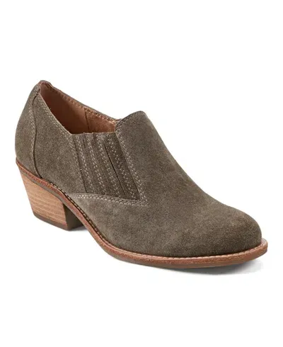 Earth Women's Jalin Block Heel Slip-on Casual Booties In Dark Green Suede