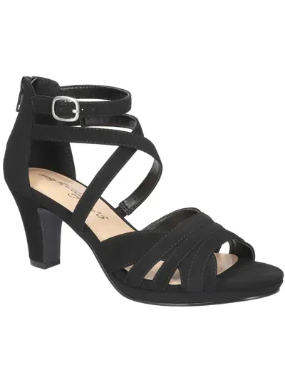 Easy Street Crissa Womens Satin Ankle Strap Heels In Black