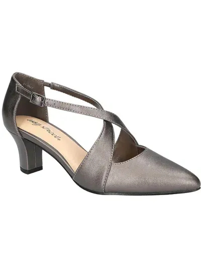 Easy Street Elegance Womens Block Heel Metallic Pumps In Silver