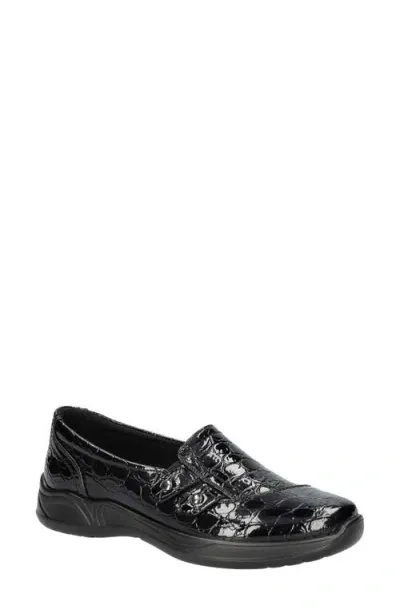 Easy Street Women's Tune Comfort Flats In Black Patent Croco