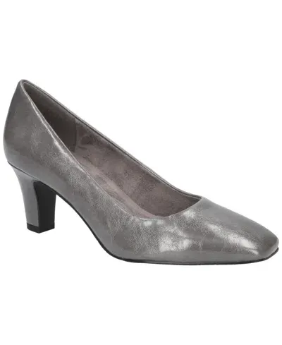 Easy Street Women's Poet Square Toe Pumps In Grey Crinkled Patent