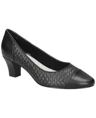 Easy Street Women's Slip-on Pumps In Black Woven Embossed