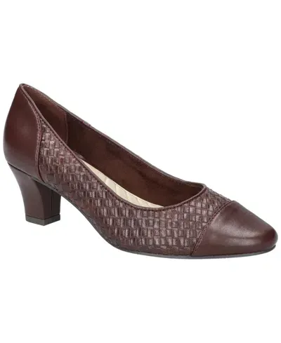 Easy Street Women's Slip-on Pumps In Brown Woven Embossed