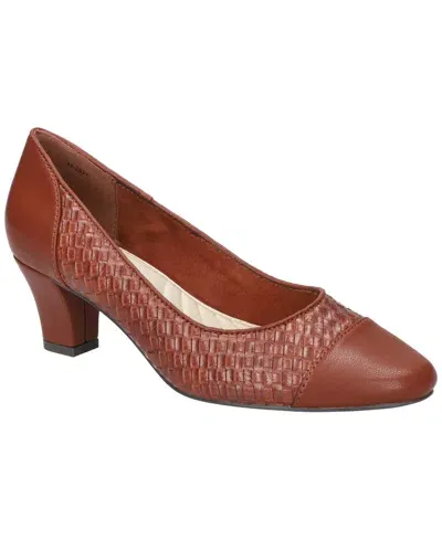 Easy Street Women's Slip-on Pumps In Tan Woven Embossed