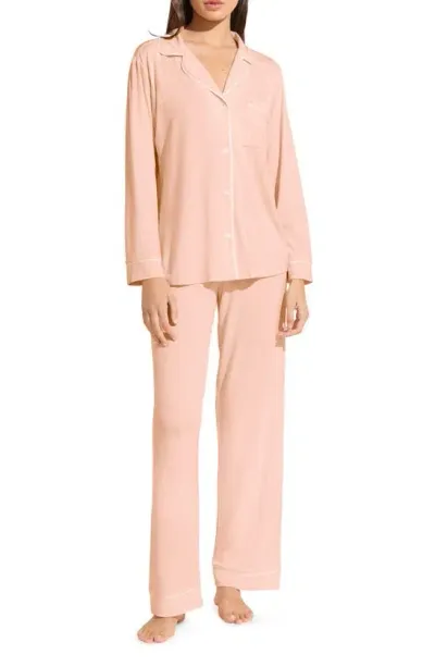 Eberjey Gisele Long Pajama Set In Petal Pink Ivory