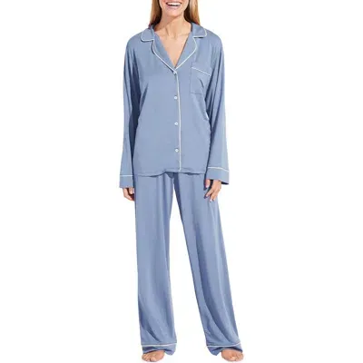 Eberjey Gisele Jersey Knit Pajamas In Coastal Blue/ice Blue