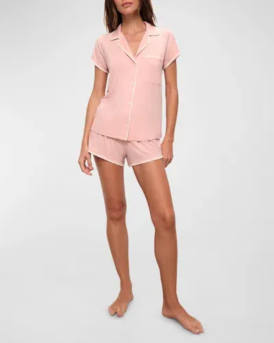 Eberjey Gisele Jersey Knit Shorty Pajamas In Pink/ivory