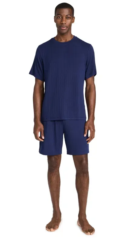 Eberjey Henry Rib Men's Shorts Pj Set True Navy