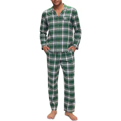 Eberjey 2-pc. Cotton Brushed Flannel Pajama Set In Tartan Plaid Forest Green