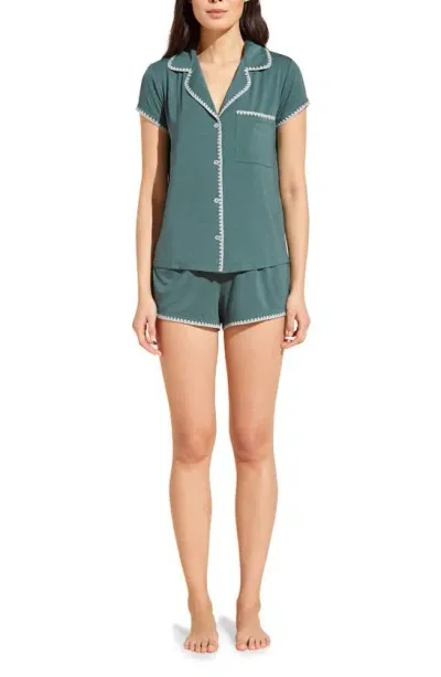 Eberjey Whipstitch Jersey Short Pajamas In Agave Ivory