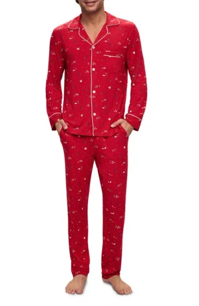 Eberjey William Print Pajamas In Winter Wonderland Haute Red