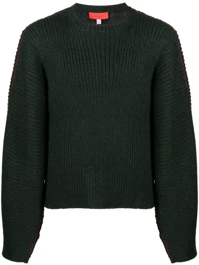 Eckhaus Latta Ash Ribbed-knit Jumper In Green