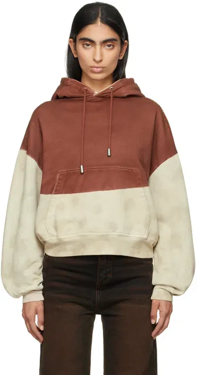 Eckhaus Latta Beige & Red Boxy Hoodie In Mars