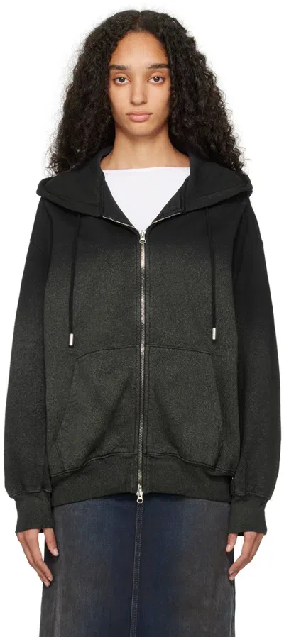 Eckhaus Latta Black Zip Hoodie In Astroturf